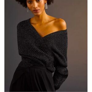 Anthropologie Black Off-the-Shoulder Sweater